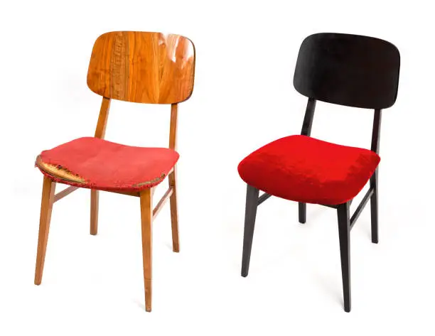 Before and After of a wooden chair